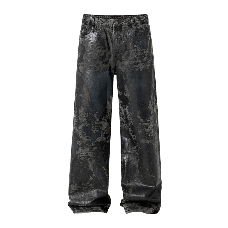 JHYQ Brush Wax Tie Dye Washed Denim Jeans