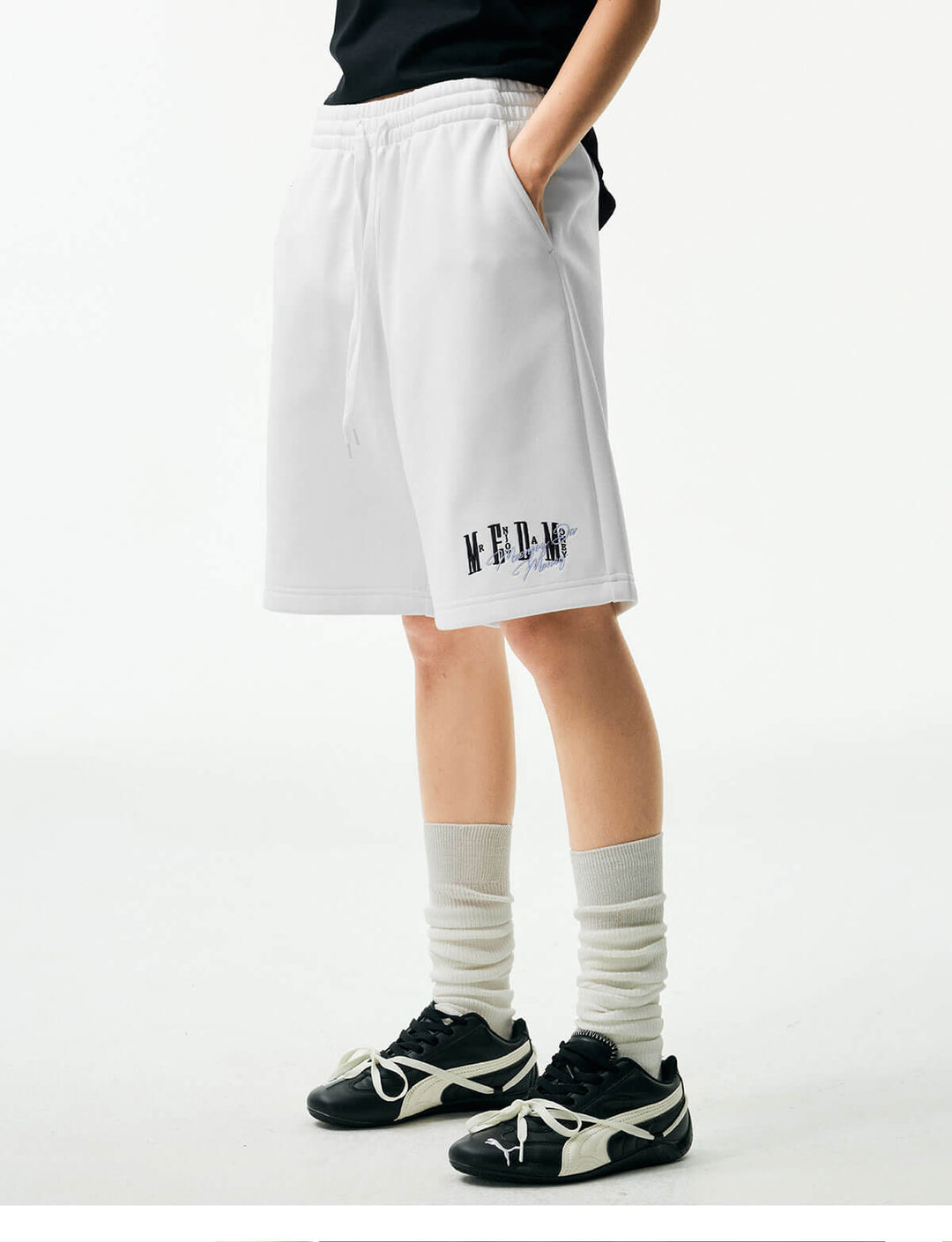 MEDM Colorful Logo Embroidered Sweat Shorts | Face 3 Face