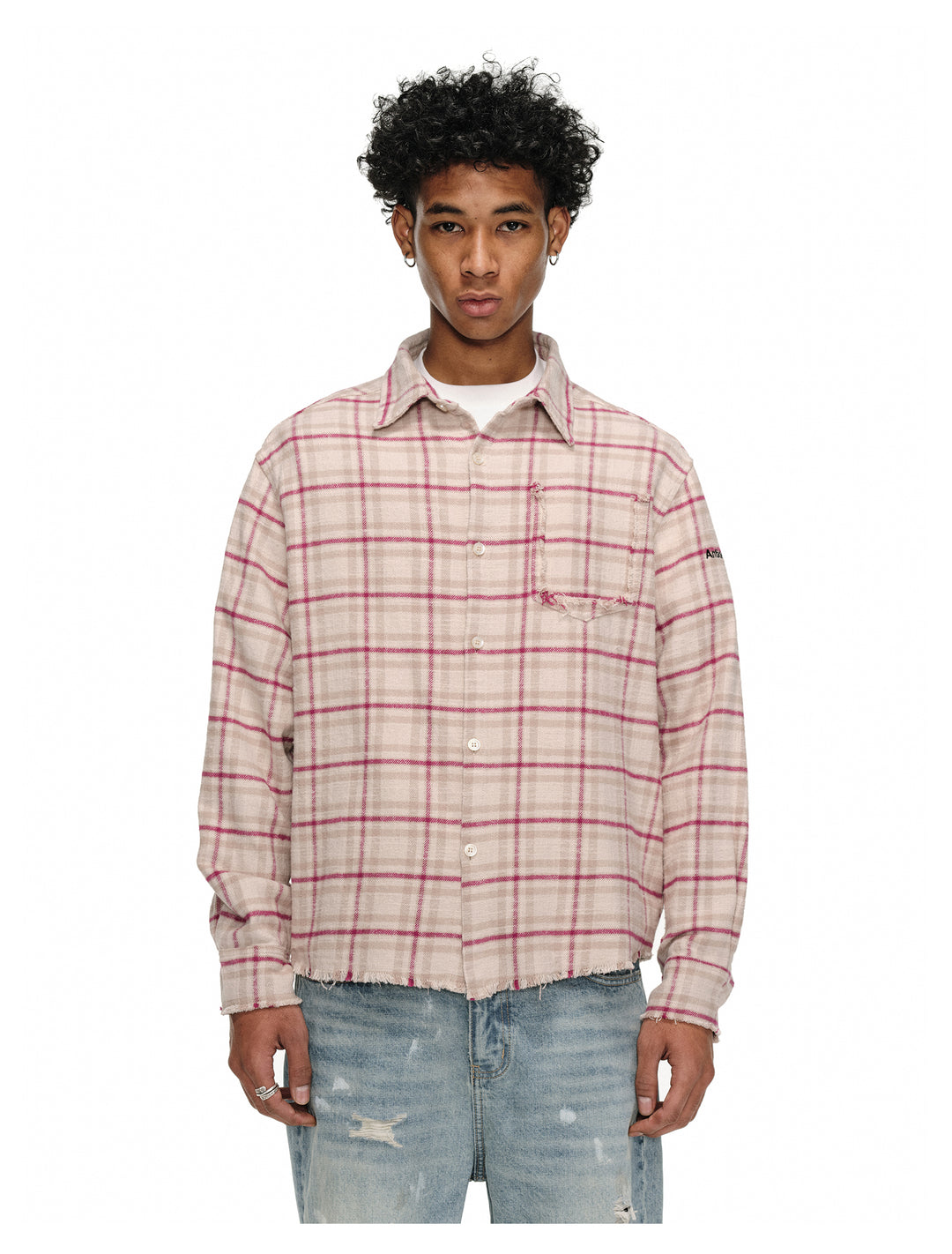 ANTIDOTE Destroyed Plaid Long-Sleeve Shirt | Face 3 Face