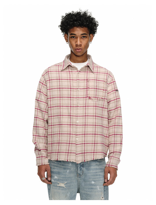 ANTIDOTE Destroyed Plaid Long-Sleeve Shirt | Face 3 Face