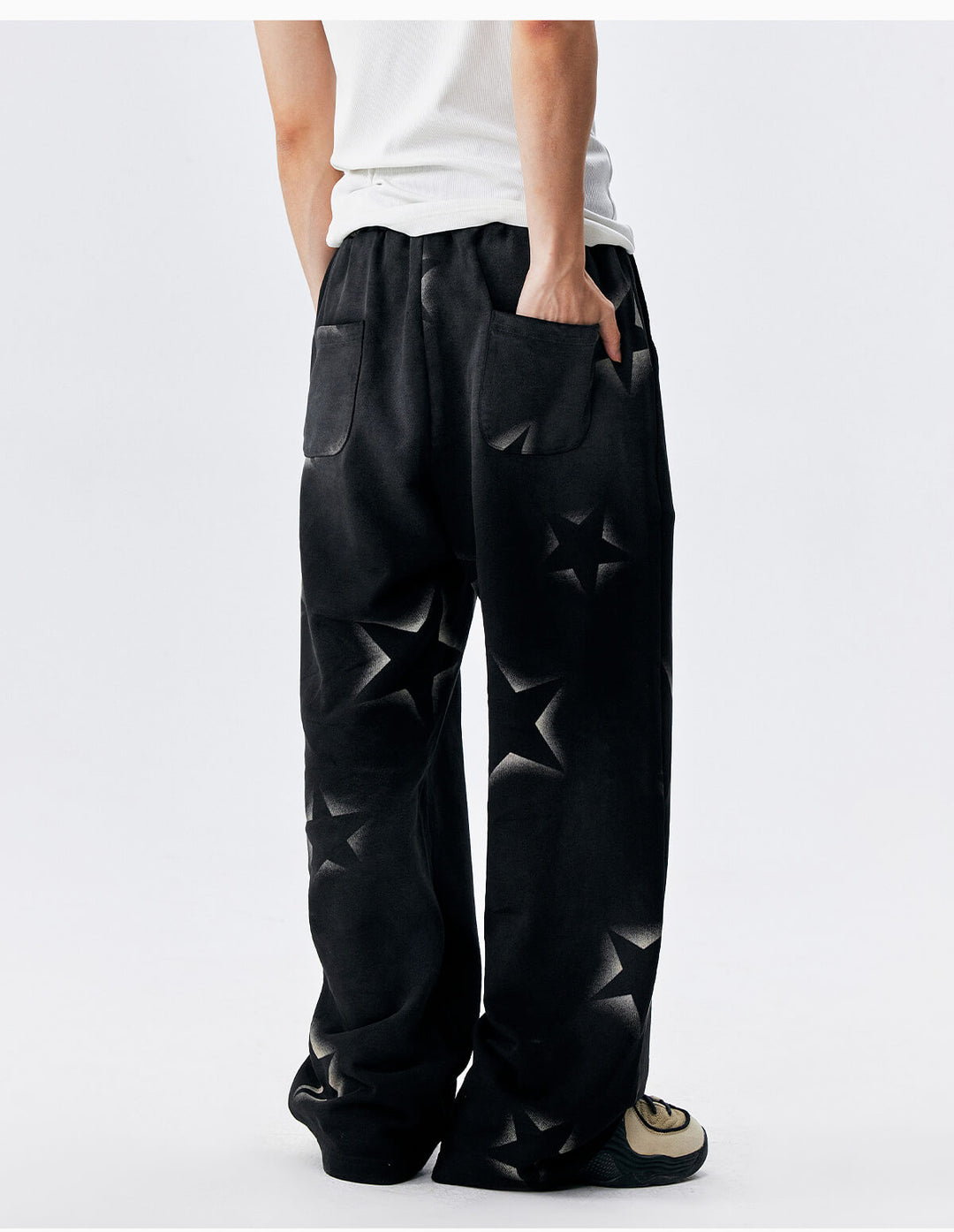 MEDM All Over Star Print Washed Sweatpants | Face 3 Face