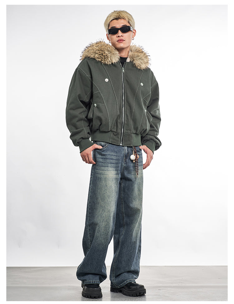 F3F Select Faux Fur Hooded Work Jacket | Face 3 Face