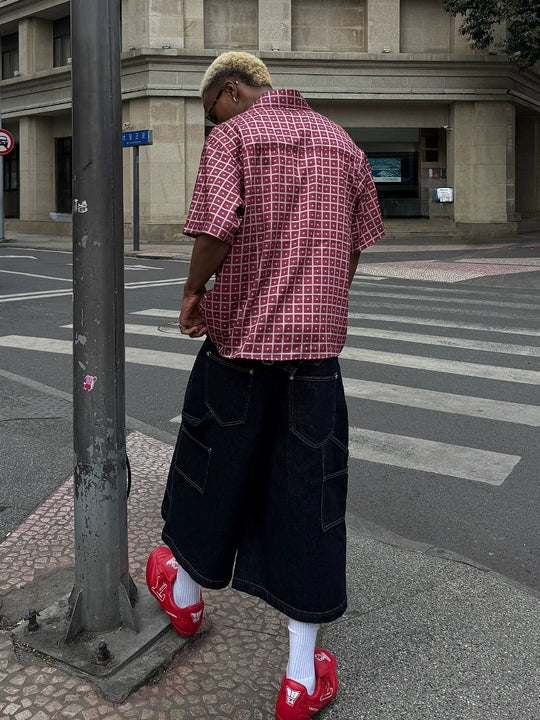 STEEPC Plaid Boxy Wide Short Sleeve Shirt | Face 3 Face