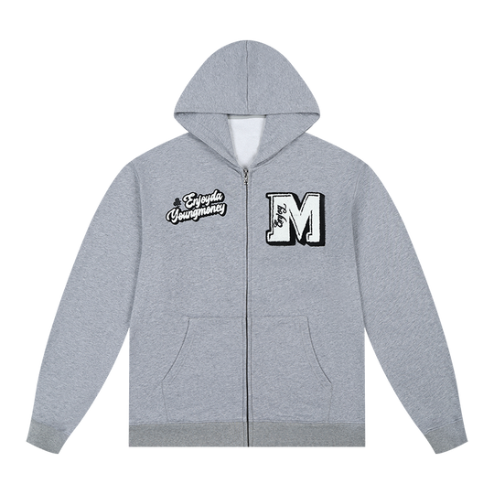 MEDM Towel Applique Embroidery Zip-Up Hoodie | Face 3 Face