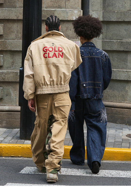 STEEPC Khaki Camouflage Patchwork Baggy Work Pants | Face 3 Face