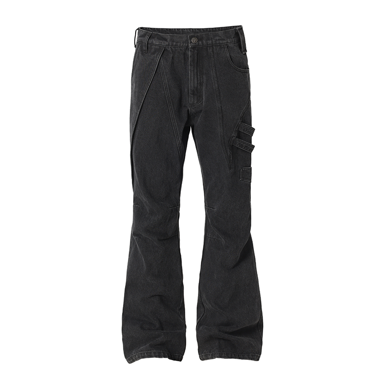 JHYQ Side Strap Work Wash Denim Jeans