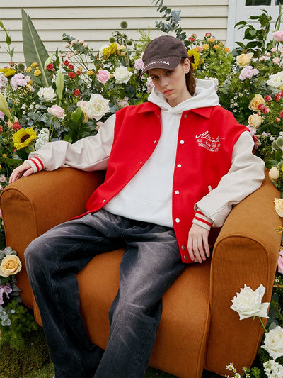 Harsh and Cruel Pearl Embroidered Varsity Jacket | Face 3 Face