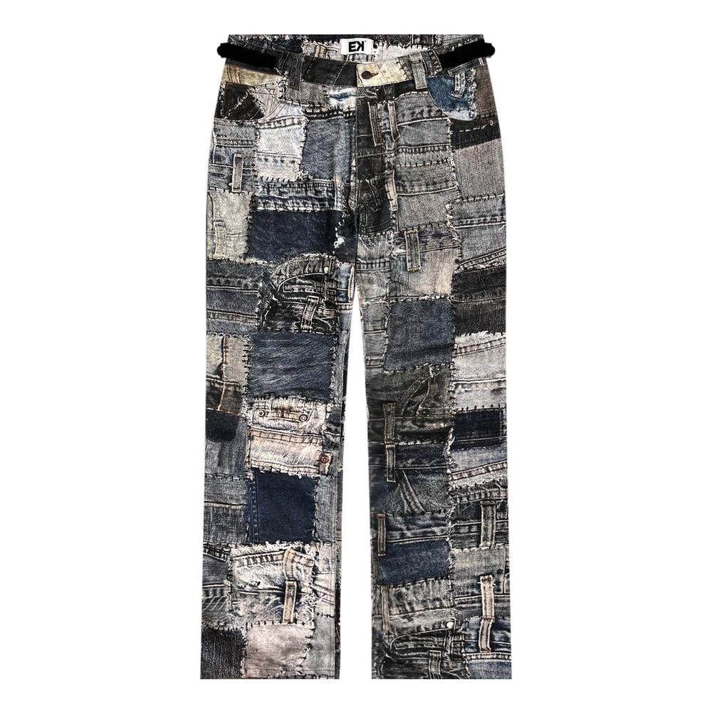 EVILKNIGHT(EK) Fabrics Digital Printing Applique Embroidery Jeans | Face 3 Face