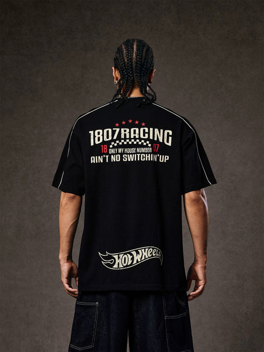 1807 Hot Wheels Racing Vintage Print Embroidered Short Sleeve Tee | Face 3 Face