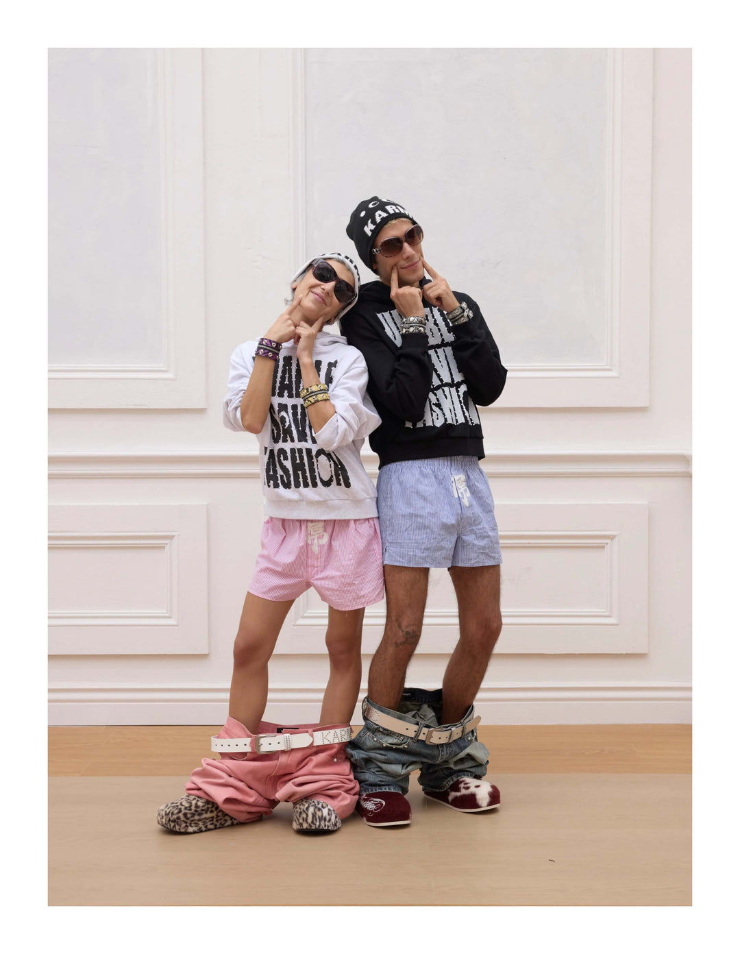 KARMANISTIC Rhinestone Embellished Slogan Print Hoodie | Face 3 Face