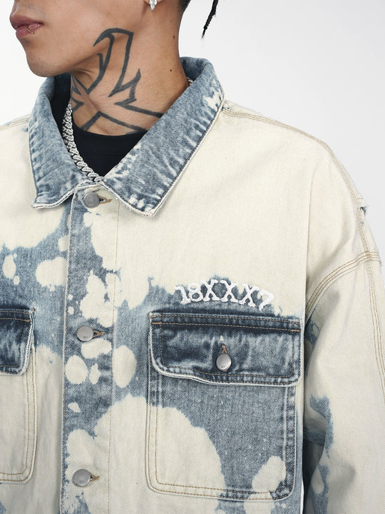 1807 Bleached Dyed Embroidered Denim Jacket  | Face 3 Face