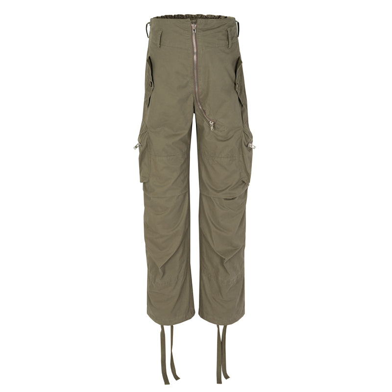 F3F Select Design Zipper Multi Pocket Pleated Work Cargo Pants