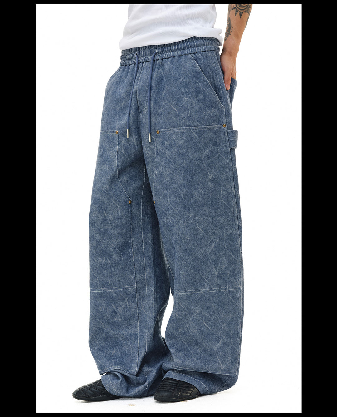 NOVACAM Double Knee Drawstring Baggy Pants | Face 3 Face