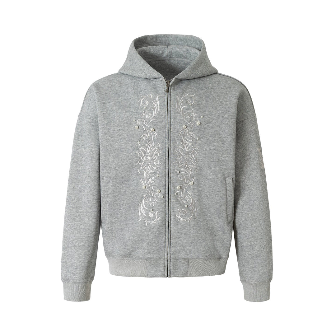 YADcrew Pearl Embroidery Zip Up Hoodie | Face 3 Face
