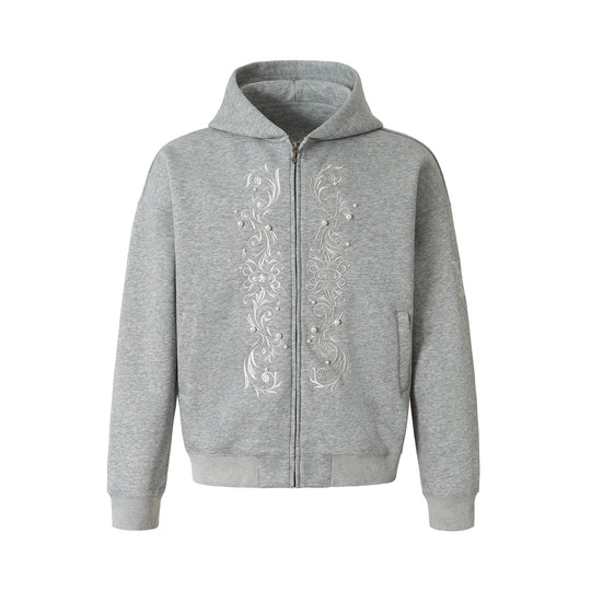 YADcrew Pearl Embroidery Zip Up Hoodie | Face 3 Face