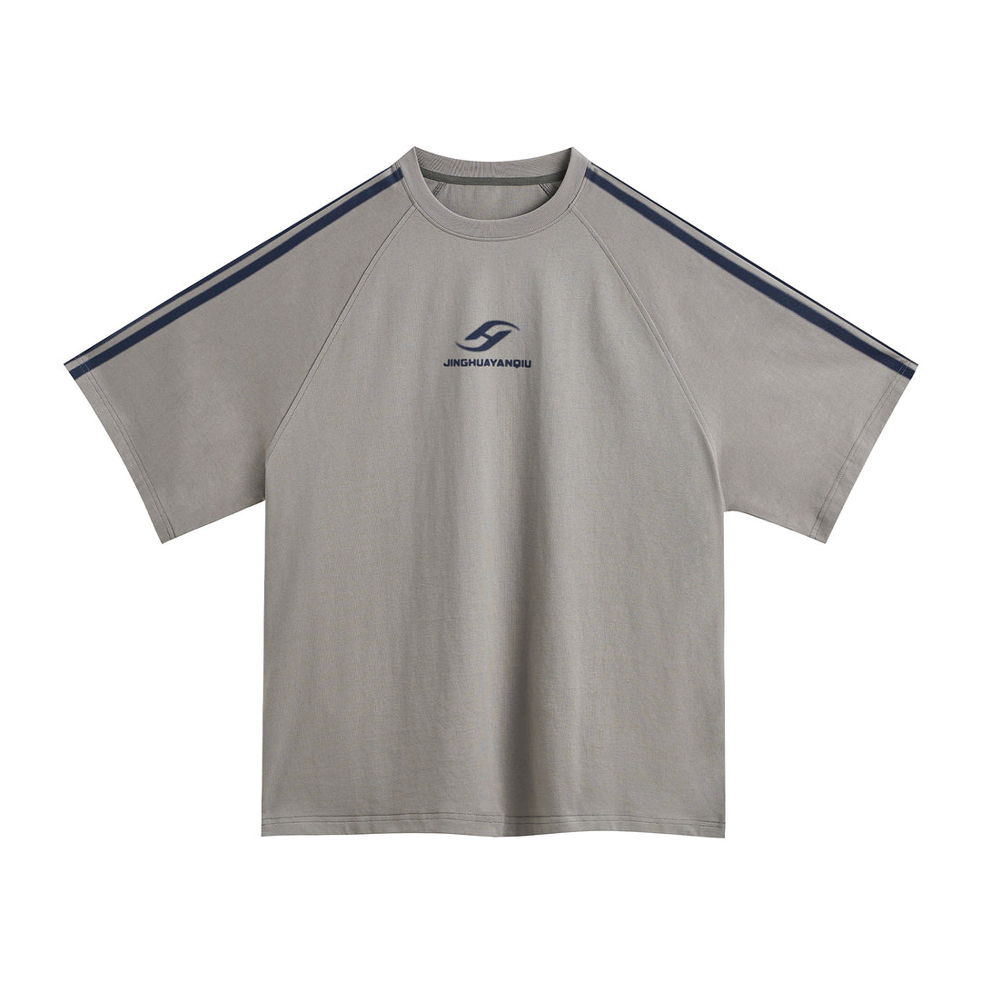 JHYQ Striped Shoulder Logo Printing Tee