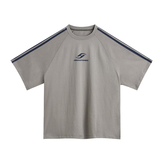 JHYQ Striped Shoulder Logo Printing Tee