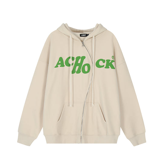 Achock S Zipper Logo Bubble Print Hoodie