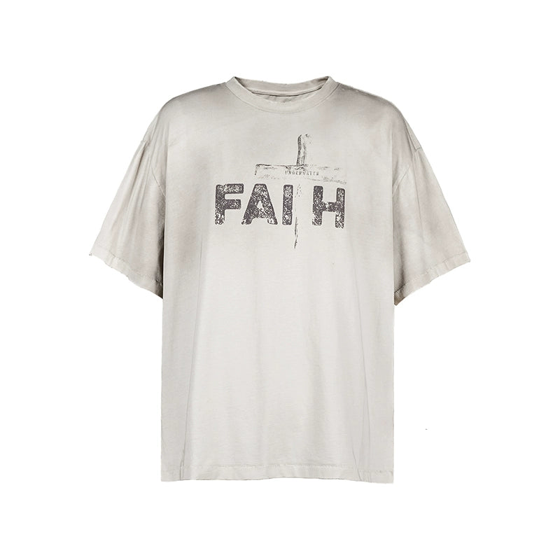 UNDERWATER Dirty Dye Destroyed Dusty White Vintage Print Tee | Face 3 Face