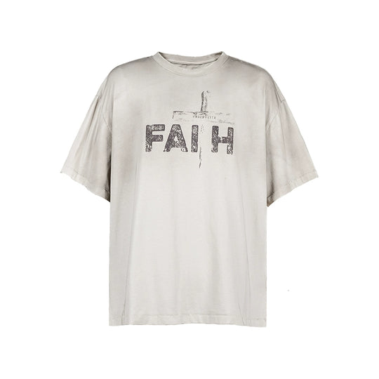 UNDERWATER Dirty Dye Destroyed Dusty White Vintage Print Tee | Face 3 Face