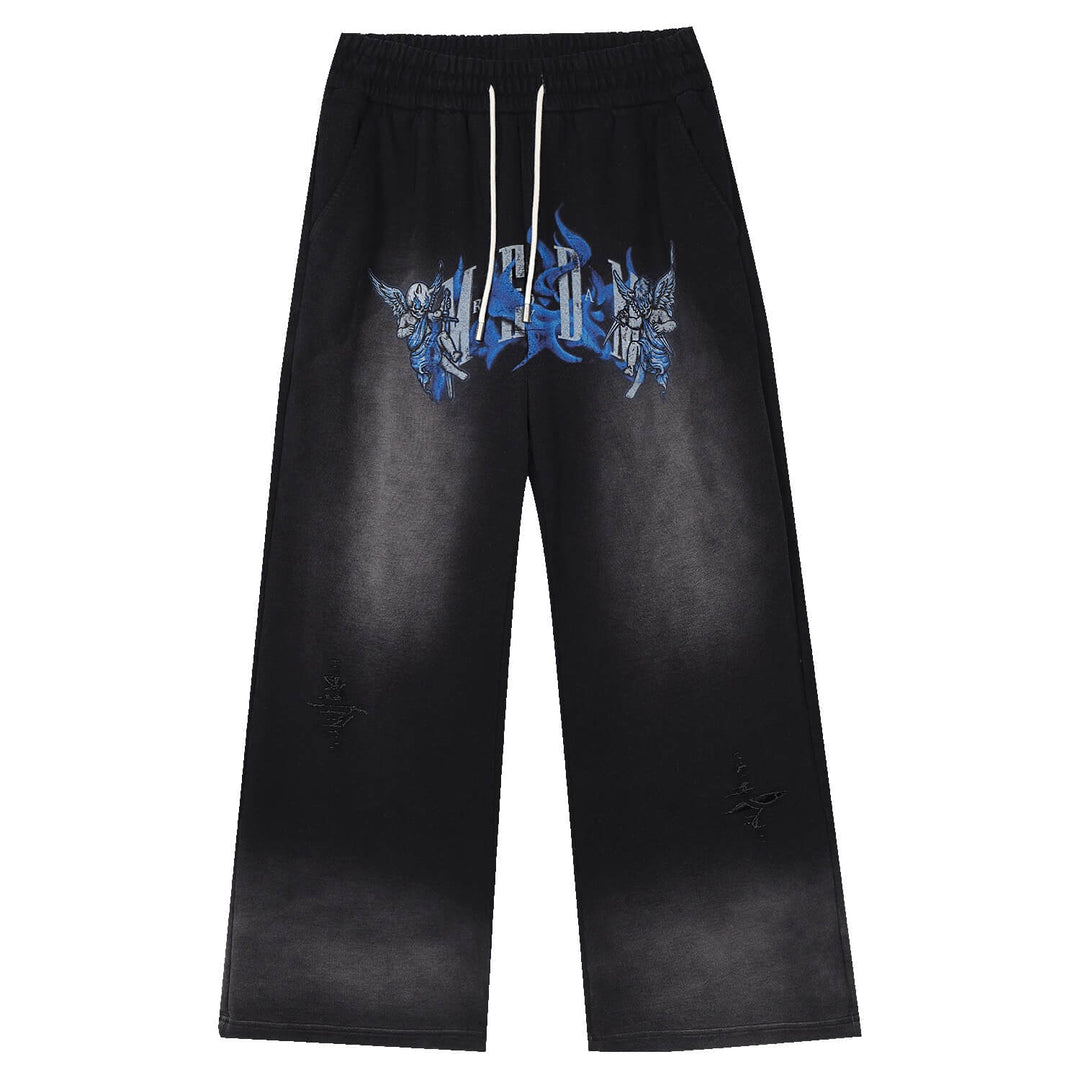 MEDM Skeleton Angel Graphic Print Washed Baggy Sweatpants | Face 3 Face