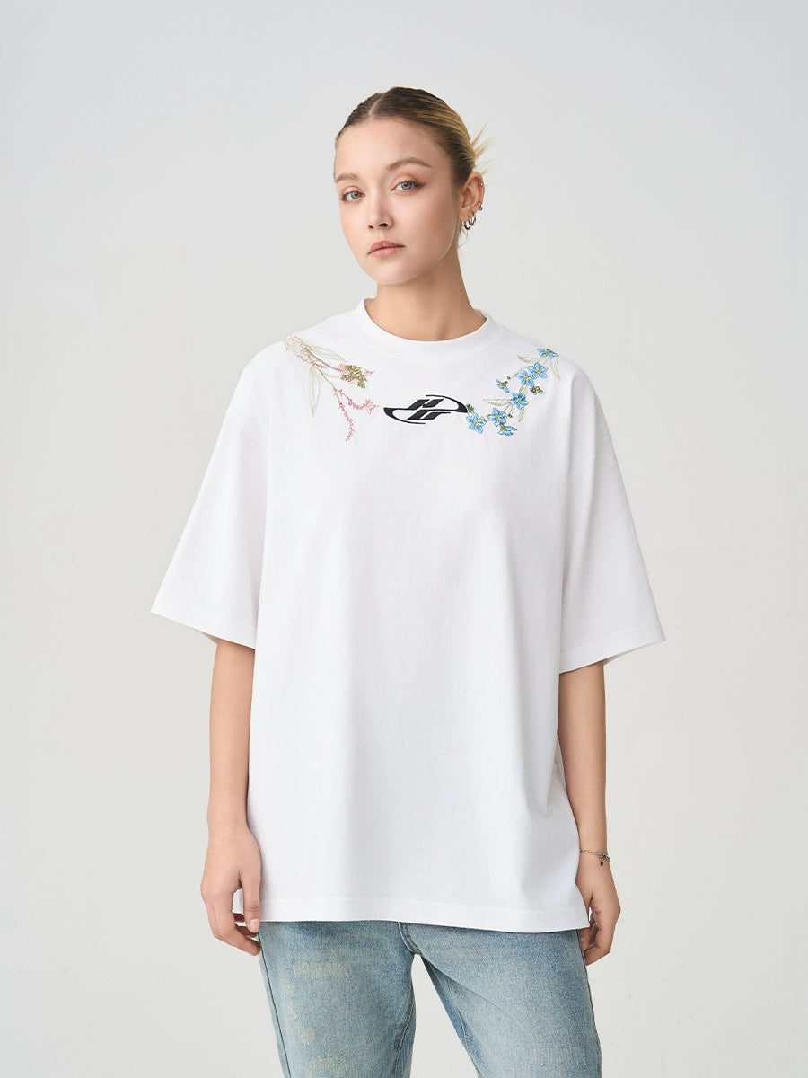 Harsh and Cruel Floral Collar Embroidery Tee