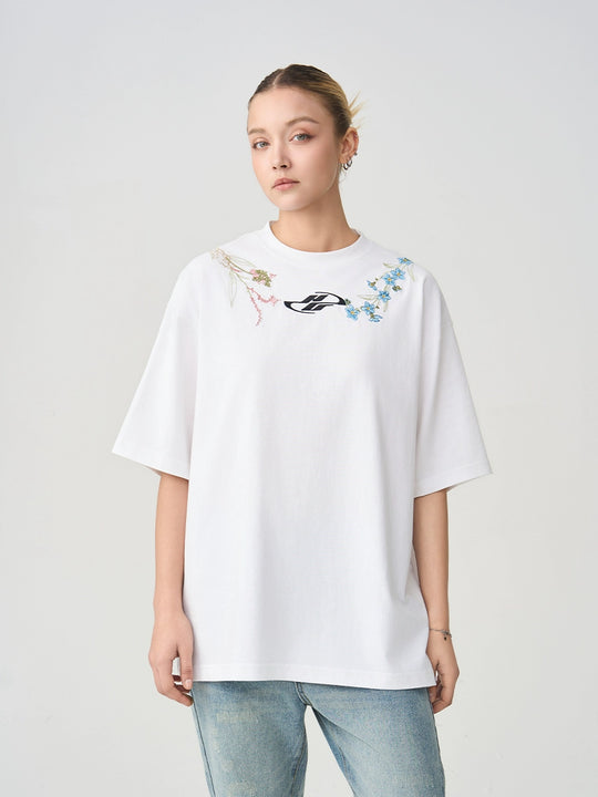 Harsh and Cruel Floral Collar Embroidery Tee
