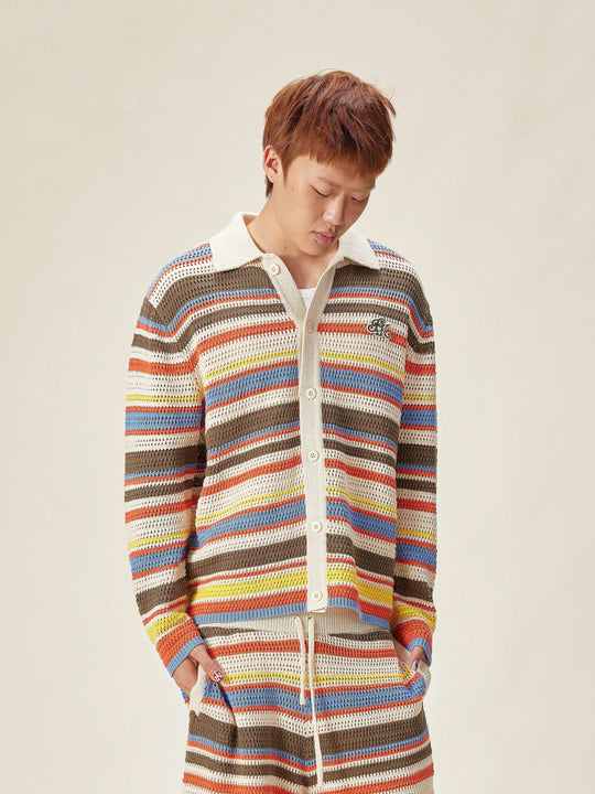 EVILKNIGHT(EK) Multicolor Striped Knit Cardigan