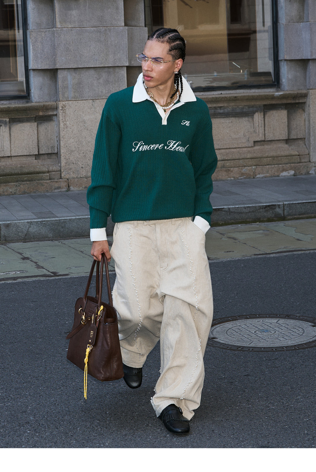 STEEPC Cotton Linen Blend Pearl Baggy Pants | Face 3 Face