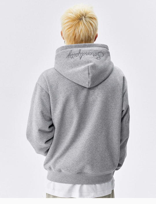 MEDM Basic One Point Embroidered Logo Oversized Hoodie | Face 3 Face