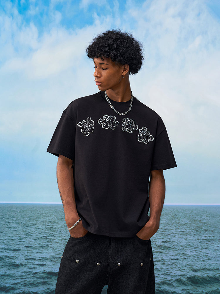 YADcrew Rhinestone Pearl Puzzle Logo Tee | Face 3 Face