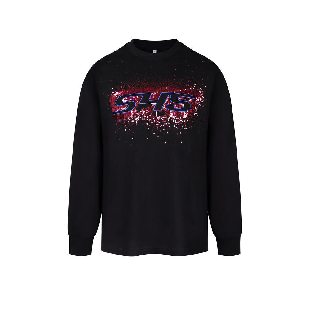 S45 Sequined Embroidered Logo Long Sleeve Tee | Face 3 Face