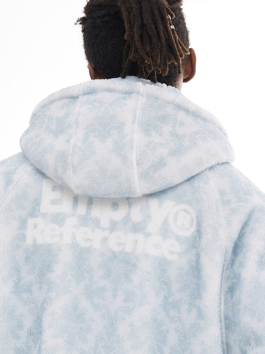 EMPTY REFERENCE Logo Printed Fleece Hood Jacket | Face 3 Face