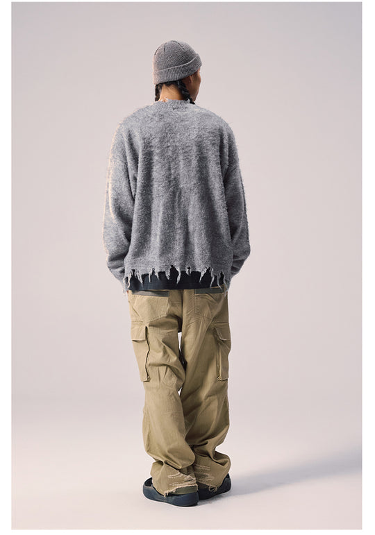 Remedy Distressed Hem Baggy Work Cargo Pants | Face 3 Face