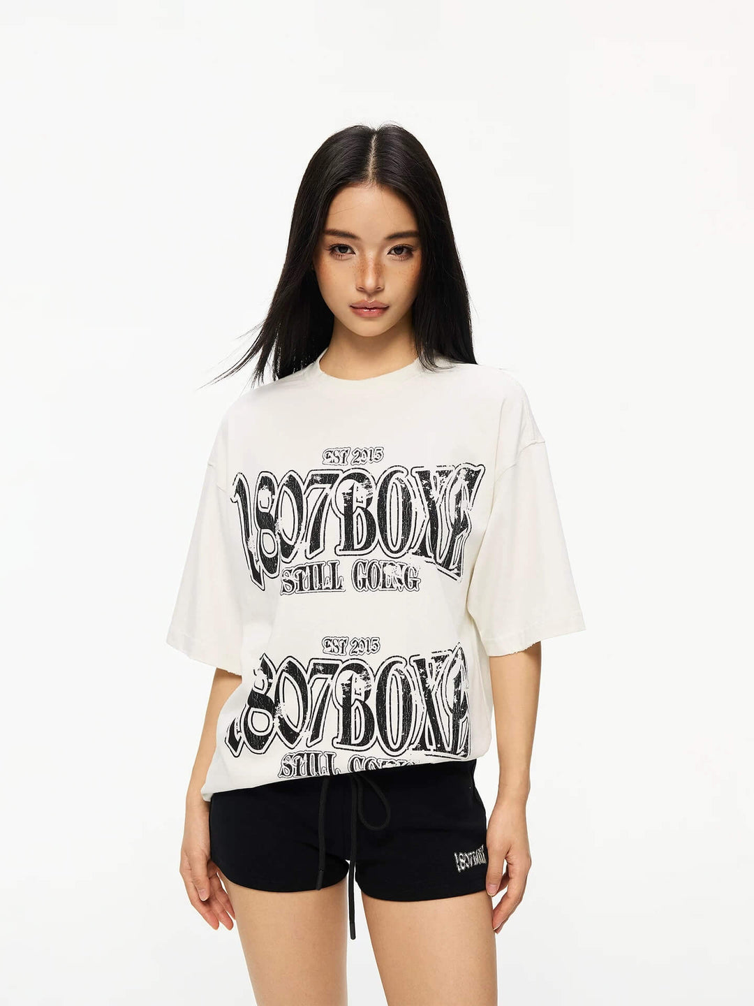 1807 BOXE Vintage Print Distressed Short Sleeve Tee | Face 3 Face