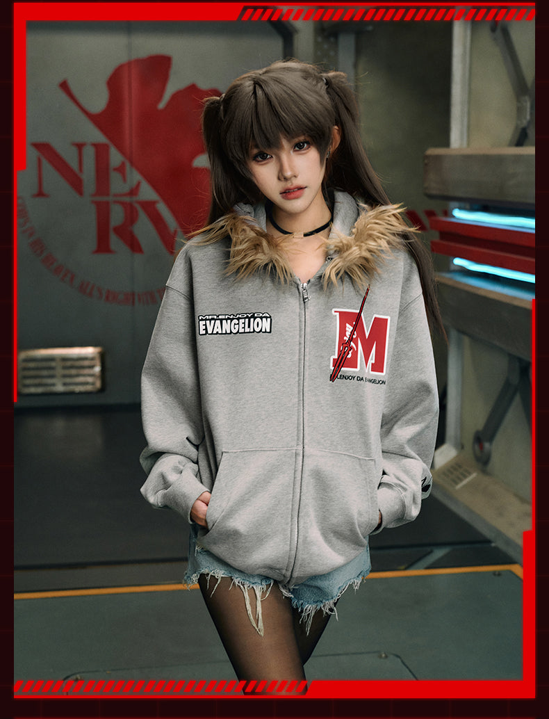 MEDM x EVA Lilith Removable Fur Zip-Up Hoodie | Face 3 Face