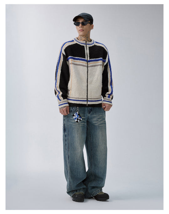 F2CE Color Block Zip Knit Cowichan Cardigan | Face 3 Face