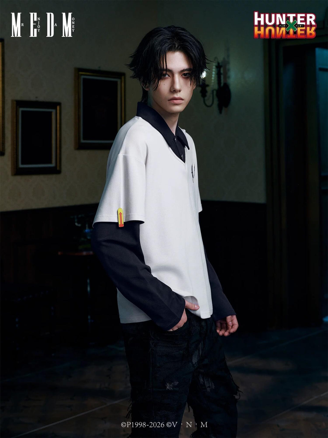MEDM × HUNTER×HUNTER Killua Layered Long Sleeve Polo Shirt | Face 3 Face