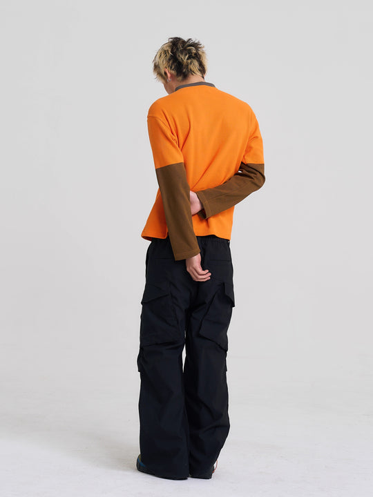 EVILKNIGHT(EK) Color Block Waffle Henley Long Sleeve Tee | Face 3 Face