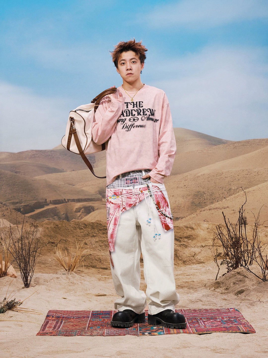 YADcrew Ethnic Pattern Shirt Photorealistic Print Jeans | Face 3 Face