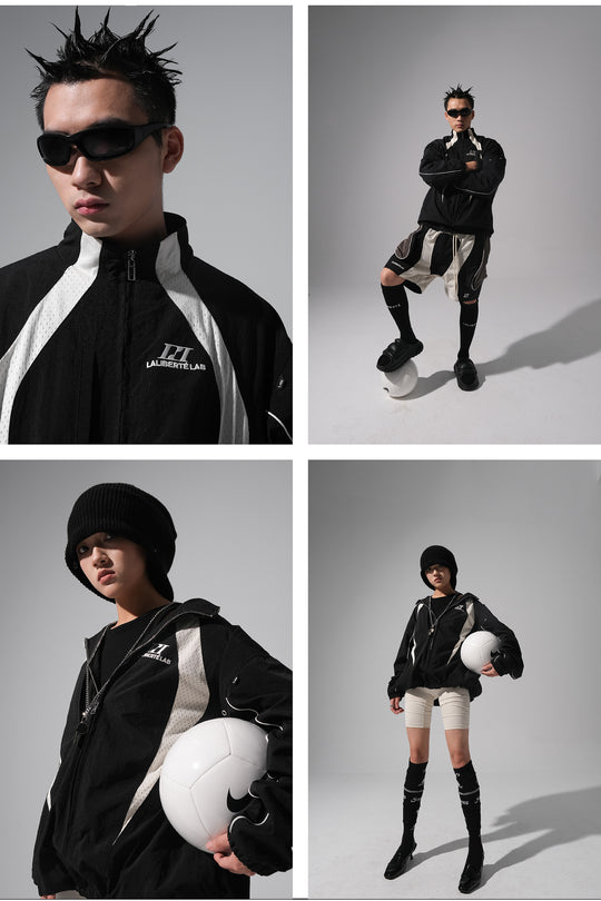 Labt Contrast Stitch Nylon Track Jacket | Face 3 Face