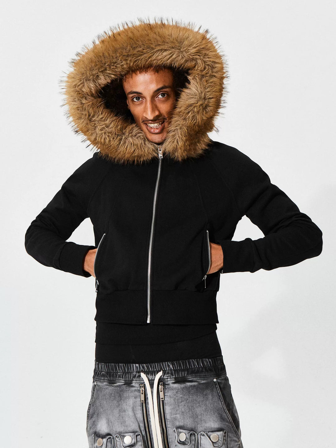 KARMANISTIC Fur Collar Hooded Jacket | Face 3 Face