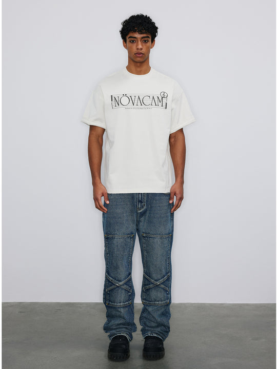NOVACAM Musical Notes Logo Washed Reverse Stitching Tee | Face 3 Face