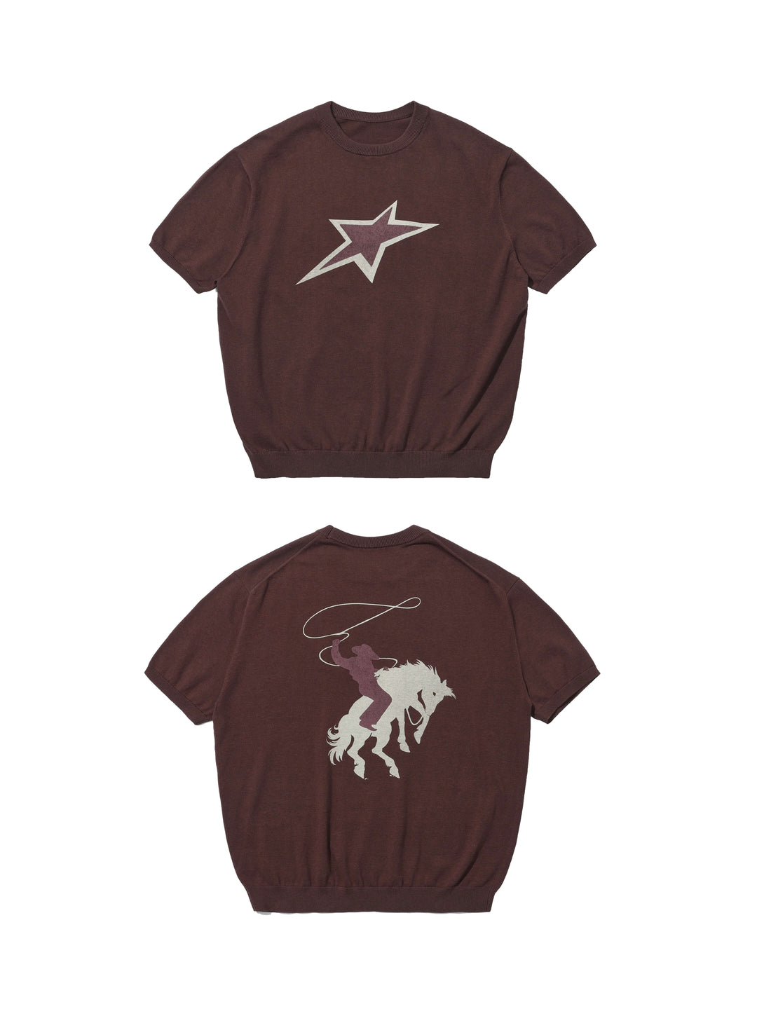 LIBERAFIT Star Cowboy Print Cotton Knit Ribbed Trim Short Sleeve Tee | Face 3 Face