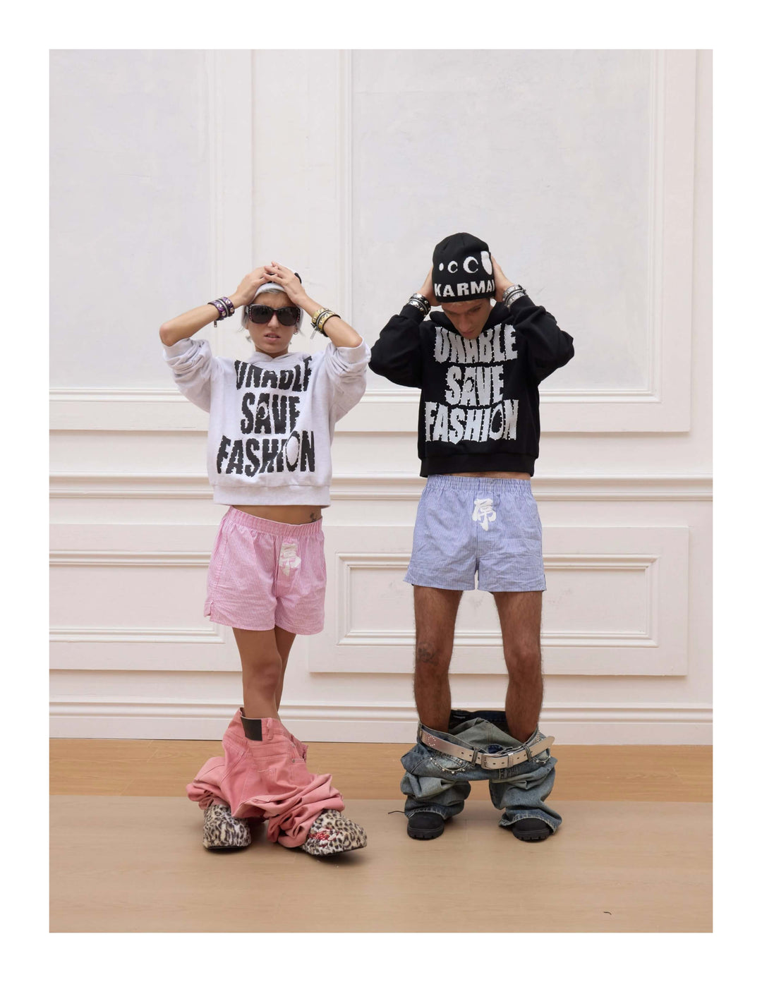 KARMANISTIC Rhinestone Embellished Slogan Print Hoodie | Face 3 Face