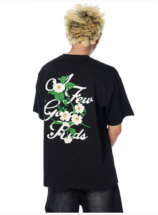 AFGK Flower Embroidered Logo Print Tee | Face 3 Face