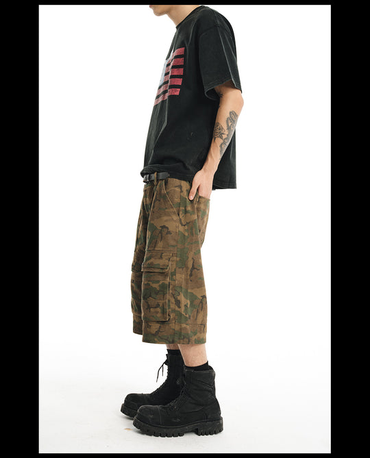 NOVACAM Camouflage & Black Baggy Work Cargo Shorts | Face 3 Face