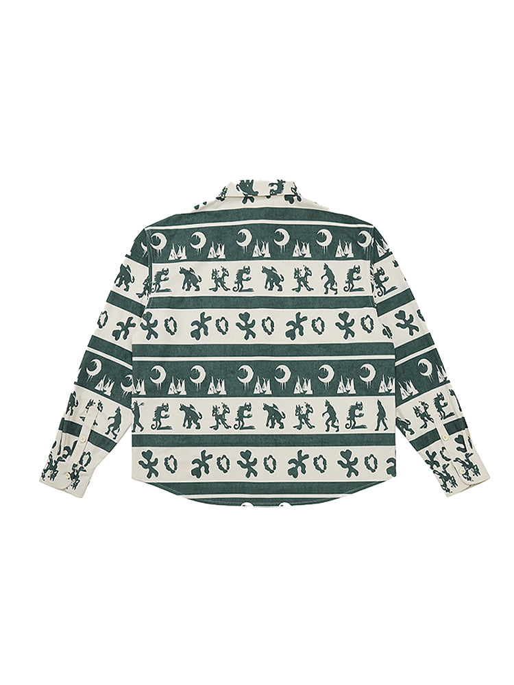 EVILKNIGHT(EK) Ethnic Print Striped Long Sleeve Shirt | Face 3 Face