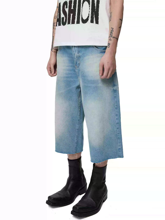 KARMANISTIC Eagle Print Washed Denim Jorts | Face 3 Face