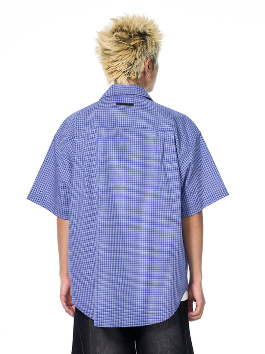 AFGK Plaid Leather Patch Short Sleeve Shirt | Face 3 Face